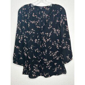 NYDJ Blouse Womens Medium Floral Long Sleeve Button Tunic Top Office Lightweight
